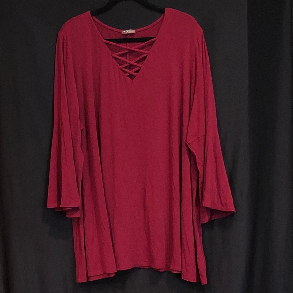 Avenue Lace-Up Bell Sleeve Woman’s Top
